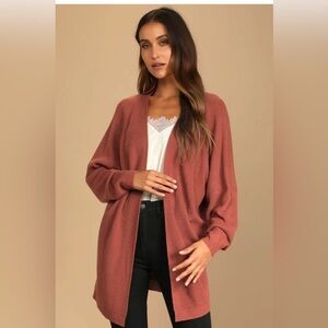 Lulus Found My Heart Rust Brown Knit Cardigan Sweater 🩷